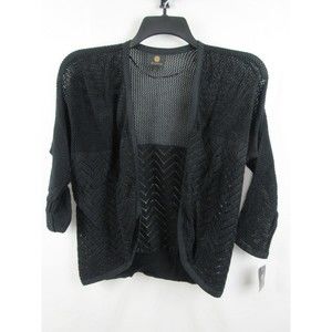 JM Collection Women's 3/4 Sleeve Cardigan Size S Color Black